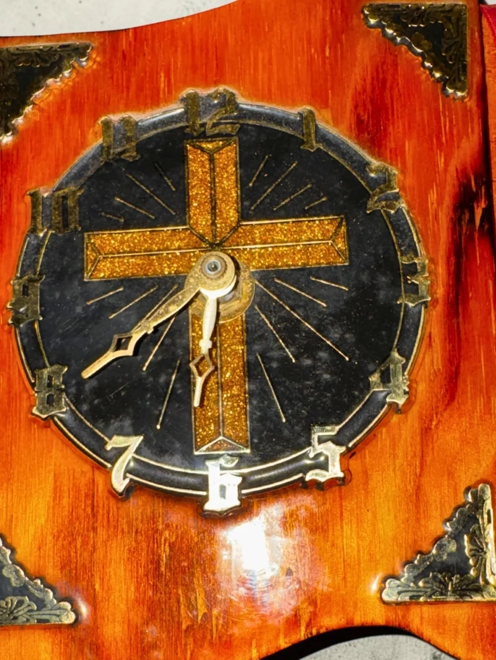 Vintage Footprints Poem Wooden Wall Clock Christian Religious Open Book Cross